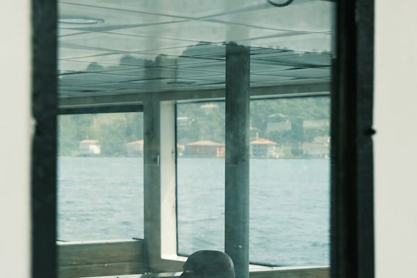 Beautiful green landscape seen through a clear window